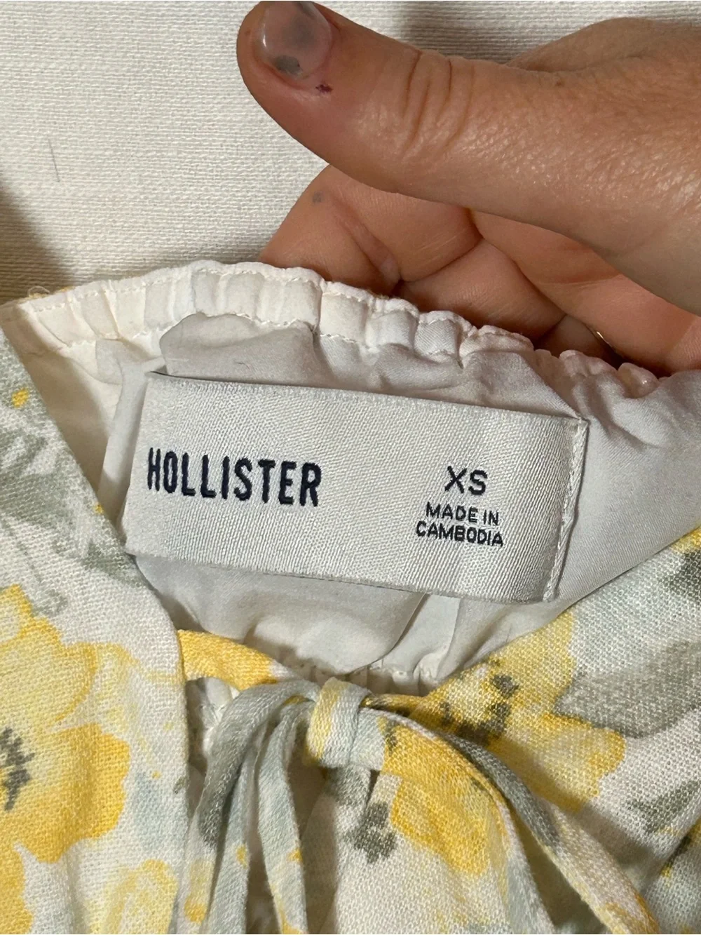 Hollister Floral Linen Blend Cinch Waist Peplum w/ Bows and Cutout